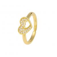 Brass Cuff Finger Ring, gold color plated & micro pave cubic zirconia & for woman 