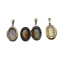 Brass Locket Pendant, Ellipse, plated, nickel, lead & cadmium free 