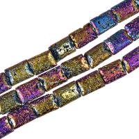 Multicolor Lava Perlen, Rechteck, plattiert, keine, 10x14mm, verkauft von Strang