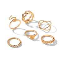 Zink-Legierung Ring Set, Zinklegierung, plattiert, 6 Stück & für Frau & mit Strass, keine, 2cm,2.1cm,2.2cm,2.3cm, verkauft von setzen