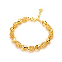 Brass Bracelets, with 1.18 inch extender chain, gold color plated, for woman, 7mm Approx 6.69 Inch 