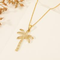 Zirkonia Mikro pflastern Messinghalsketten, Messing, mit Verlängerungskettchen von 1.57 inch, Palm Tree, goldfarben plattiert, Micro pave Zirkonia & für Frau, 25x44mm, Länge:ca. 17.71 ZollInch, verkauft von Strang