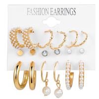 Plastic Pearl Zinc Alloy Earring, with Plastic Pearl, 6 pieces & fashion jewelry & for woman 