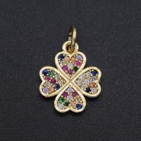 Cubic Zirconia Micro Pave Brass Pendant, gold color plated, micro pave cubic zirconia, Approx 