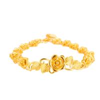 Brass Bracelets, Flower, gold color plated, for woman Approx 8.26 Inch 