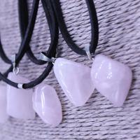 Quartz Necklace, Rose Quartz, with Velveteen, polished, white cm 