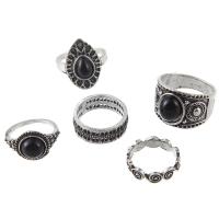 Zink-Legierung Ring Set, Zinklegierung, Fingerring, mit Naturstein, plattiert, 5 Stück & unisex, keine, 14-18mm, verkauft von setzen