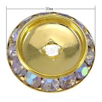 Entretoise de perles en laiton, Plat rond, Placage, avec strass, plus de couleurs à choisir Environ 5mm, Vendu par PC