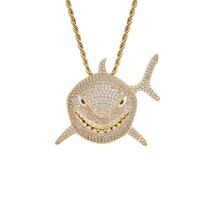 Brass Sweater Kette Halskette, Messing, Hai, plattiert, unisex & Micro pave Zirkonia, keine, 55x47mm, Länge:ca. 60 cm, verkauft von Strang