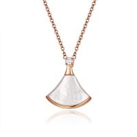 Collier de bijoux de titane, Acier titane, avec coquille blanche, Placage de couleur d'or, pour femme & avec strass Environ 19.68 pouce, Vendu par brin