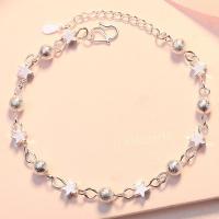 Brass Bracelets, silver color plated, for woman Approx 7.87 Inch 