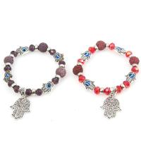 Evil Eye Lampwork Bracelets, with Lava & Zinc Alloy, Hand, for woman 