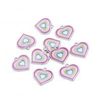 Zinc Alloy Enamel Pendants, Heart, platinum color plated & DIY Approx 2mm 