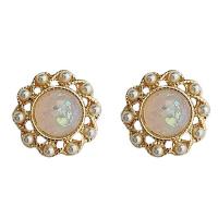 Plastic Pearl Zinc Alloy Earring, with Plastic Pearl, gold color plated & for woman 