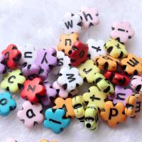 Acryl Alphabet Perlen, Plum Blossom, keine, 4x12mm, Bohrung:ca. 1.5mm, 100PCs/Tasche, verkauft von Tasche