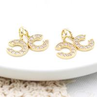 Cubic Zirconia Micro Pave Brass Pendant, Letter C, 18K gold plated, micro pave cubic zirconia 