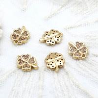 Cubic Zirconia Micro Pave Brass Pendant, Four Leaf Clover, 18K gold plated, micro pave cubic zirconia 