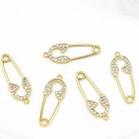 Cubic Zirconia Micro Pave Brass Pendant, Paper Clip, 18K gold plated, micro pave cubic zirconia 