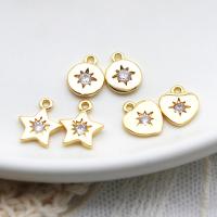 Rhinestone Brass Pendants, 18K gold plated & with rhinestone 