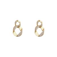 Cubic Zirconia Micro Pave Brass Earring, fashion jewelry & micro pave cubic zirconia & for woman, gold 