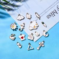 Zinc Alloy Enamel Pendants, DIY, white, 8-20.5,7-26,1-3.5 Approx 2mm 