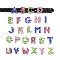 Rhinestone Emaille Armband Charm, Zinklegierung, Alphabet-Buchstabe, nachhaltiges & DIY & mit Strass, keine, 11-13mm, Bohrung:ca. 8mm, verkauft von PC