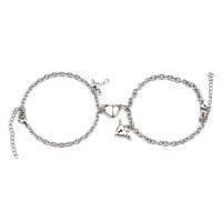 Pulseras para Parejas, acero inoxidable, con aleación de zinc, con 1.96inch extender cadena, Corazón, con magnético & diferentes estilos para la opción & para la pareja, longitud:aproximado 7 Inch, Vendido por Set