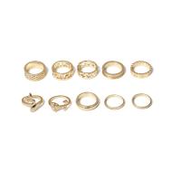 Zink-Legierung Ring Set, Zinklegierung, goldfarben plattiert, 10 Stück & für Frau, 17mm,16mm, verkauft von setzen