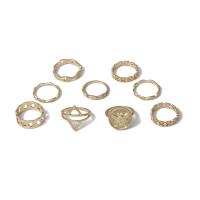 Zink-Legierung Ring Set, Zinklegierung, goldfarben plattiert, neun Stück & für Frau & mit Strass, 17mm,16mm,18mm, verkauft von setzen