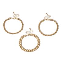 aleación de zinc Pulsera, con 1.96 inch extender cadena, chapado en color dorado, 3 piezas & para mujer, longitud:aproximado 6.7 Inch, Vendido por Set