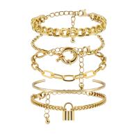 alliage de zinc Set de bracelet, bracelet & Bracelet, avec 1.9 inch chaînes de rallonge, Placage, 5 pièces & pour femme, plus de couleurs à choisir, 60mm Environ 6.2 pouce, Vendu par fixé