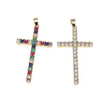 Rhinestone Brass Pendants, Cross, micro pave rhinestone Approx 6mm 