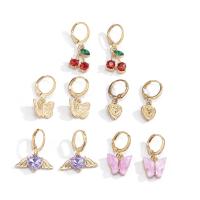 Zinc Alloy Earring Set, gold color plated, 5 pieces & for woman, 31mm,25mm,26mm 