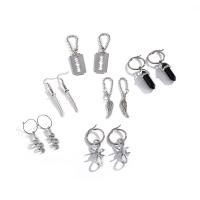 Zinc Alloy Earring Set, with Stainless Steel, platinum color plated, 6 pieces & for woman, 75mm,65mm,70mm,52mm,58mm,63mm 