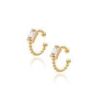 manchette de boucle d'oreille, laiton, Placage de couleur d'or, styles différents pour le choix & pavé de micro zircon & pour femme, 13mm, Vendu par paire