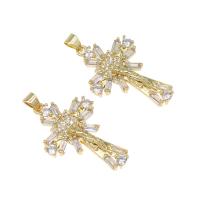 Rhinestone Brass Pendants, micro pave cubic zirconia, golden Approx 4mm 