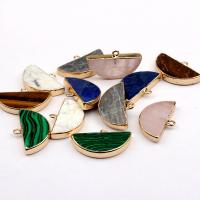 Gemstone Zinc Alloy Pendants, Natural Stone, with Zinc Alloy, semi-round, DIY 