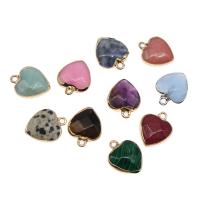 Gemstone Pendantifs en laiton, avec pierre gemme, coeur, DIY & facettes, plus de couleurs à choisir Vendu par PC