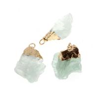 Natural Quartz Pendants, Brass, with Clear Quartz, irregular, DIY, white 