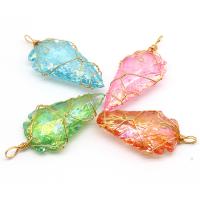 Natural Quartz Pendants, Brass, with Quartz, colorful plated 