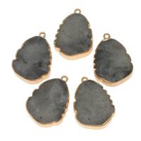 Gemstone Zinc Alloy Pendants, Lotus Jasper, with Zinc Alloy 