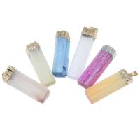 Gemstone Zinc Alloy Pendants, with Gypsum Stone, Rectangle 