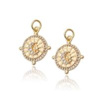 Cubic Zirconia Micro Pave Brass Pendant, gold color plated, micro pave cubic zirconia 