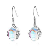 Gemstone Drop Earring, Zinc Alloy, with Moonstone, Round, for woman, mixed colors 