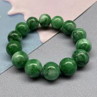 Jade Bracelets, Jade Quartzite, Round, polished, Unisex, green, 14mm 