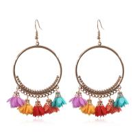 Fashion Tassel Earring, Zinc Alloy, with Chiffon, Flower, handmade, for woman 