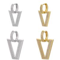 Huggie Hoop Drop Earring, Brass, plated & micro pave cubic zirconia 