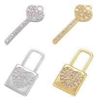 Cubic Zirconia Micro Pave Brass Pendant, plated & micro pave cubic zirconia 12*23.5mm,7.5*21mm 