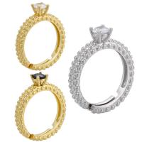 Messing Open -Finger-Ring, plattiert, Einstellbar & Micro pave Zirkonia, keine, 4.2mm, Innendurchmesser:ca. 17mm, verkauft von PC