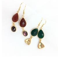 Gemstone Drop Earring, Natural Stone, with Brass, for woman 